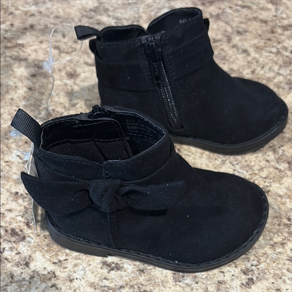 GAP Black Suede Ankle Boots with Bow